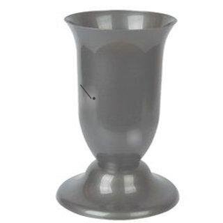 Plastikowy wazon nagrobkowy na podstawce flakon grafitowy 13,5cm x 24cm