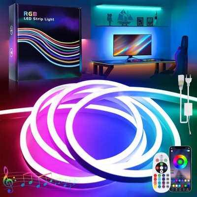 BAGZY Neon LED RGB 20M, 220V, IP65, Kontrola przez Aplikację, 120 LED/M