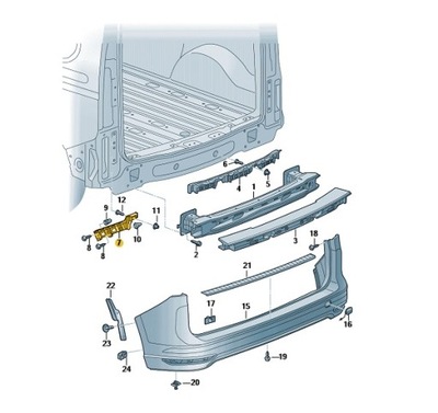 Напрямна бампера лівий-задній vw caddy oe: 2k7807393d фото №1