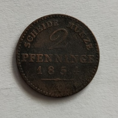 moneta Prusy 2 pfenninge 1854 A