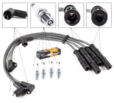 Дроти + свічки запалювання ngk fiat seicento 600 1.1 98-10 фото №1