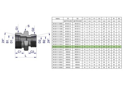 JUNGTIS HIDRAULINĖ REDUKCYJNA METRYCZNA BB M26X1.5 18L / M18X1.5 12L (XG) 