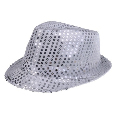 LED Kapelusz Fedora Cekiny Miga Kostium Fancy Dress