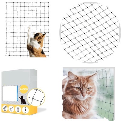 SIATKA ZABEZPIECZAJĄCA BALKONOWA DLA KOTA PSA PTAKÓW 4X3M WZMACNIANA