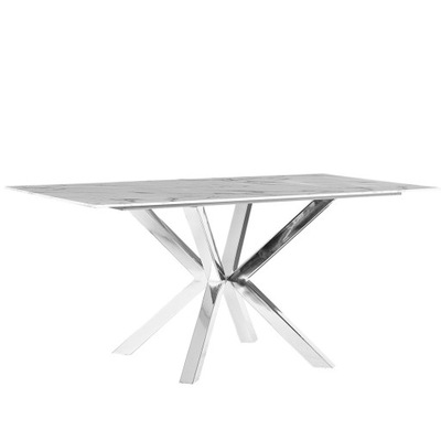 Stół do jadalni 160 x 90 cm szklany efekt marmuru ze srebrnym SABROSA