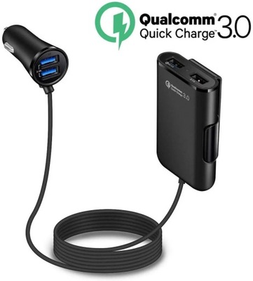 Quick Charge QC 3.0 Car Charger Front/Back Seat Charging Car Cigarette 