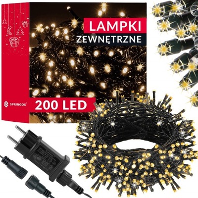 LAMPKI CHOINKOWE 200 LED ZEWNĘTRZNE 12,5M ŚWIATEŁKA CHOINKOWE NA PRĄD