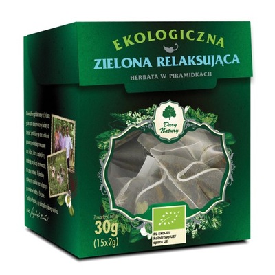 Herbata Zielona Relaksująca ekologiczna EKO Dary Natury, 15x2g