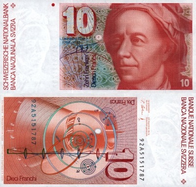 # SZWAJCARIA - 10 FRANKÓW - 1990 - P-53k3 - UNC