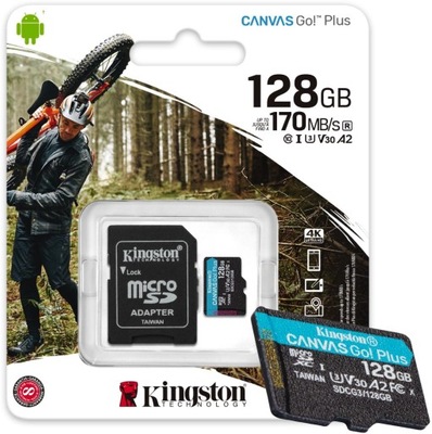 Karta pamięci 128GB microSD Kingston Canvas Go Plus 170/90MB/s Adapter