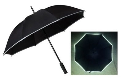 Lekka parasolka z ODBLASKOWĄ lamówką, czarna