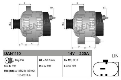 ГЕНЕРАТОР DENSO DAN1110 LR022528