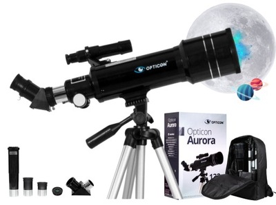 Teleskop Astronomiczny Luneta OPTICON - Aurora 70F400 + akcesoria + plecak
