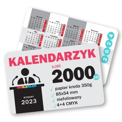 KALENDARZYK WYBORCZY - 2000SZT - NIEFOLIOWANY 2024