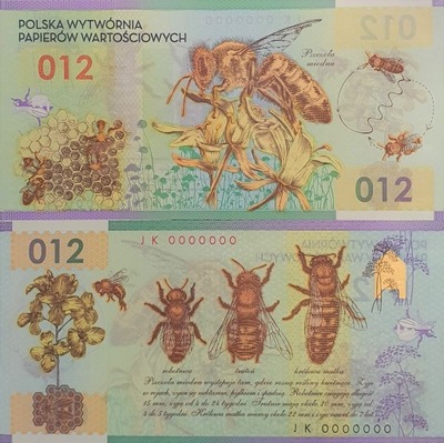 Pszczoła Miodna 012 - banknot testowy PWPW