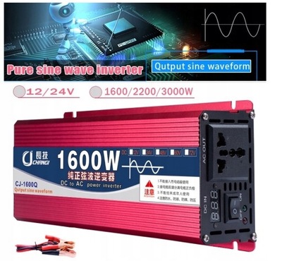 1600W 12V 220V LIMPIO FALA SINUSOIDALNA FALOWNIK  