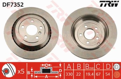 DISCS BRAKE REAR TRW DF7352  