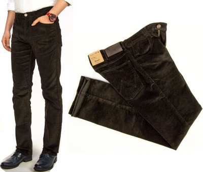 Wrangler Arizona Dark Teak spodnie sztruks W30 L34