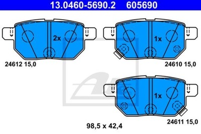 ATE 13.0460-5690.2 ZAPATAS DE FRENADO PARTE TRASERA SUBARU TREZIA 1,3/1,4 D 11-  