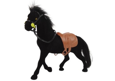 Figurka Aksamitny Koń Czarny Siodło Farma