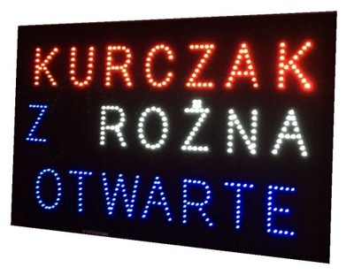 REKLAMA LED KURCZAK Z ROŻNA OTWARTE 100x60 cm