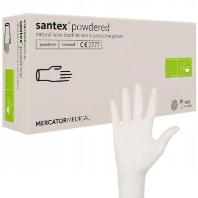 MERCATOR SANTEX POWDERED RĘKAWICZKI LATEKSOWE L PUDROWANE 100 SZT