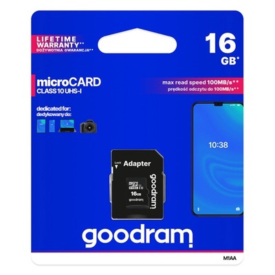 GOODRAM KARTA MICROSD 16GB MICRO CL10 ADAPTER SD