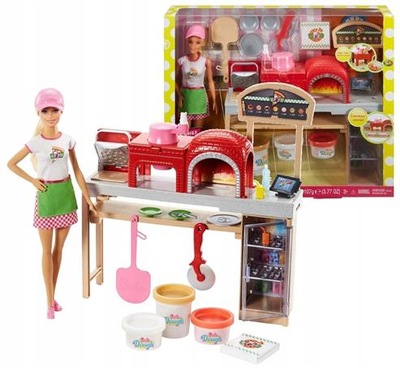 BARBIE ZESTAW PIZZERIA + LALKA MATTEL FHR09