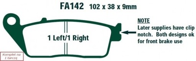 КОЛОДКИ ГАЛЬМІВНІ EBC FA142HH HONDA