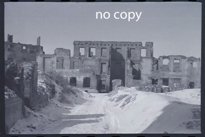 negatyw - klisza - Polska - ruiny - budynek - 1947