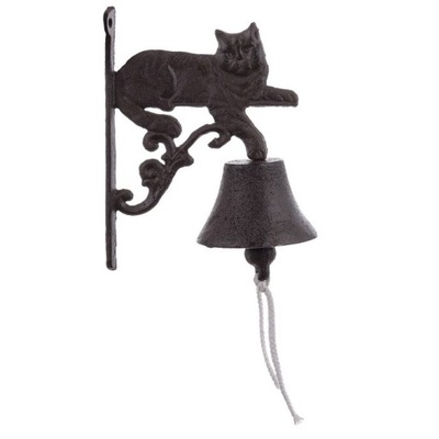 Dzwonek ścienny z193 ozdoba gong kot żeliwny kotek