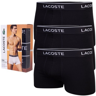 BOKSERKI LACOSTE MAJTKI MĘSKIE ORYGINAŁ 3 pack CZARNE r. M