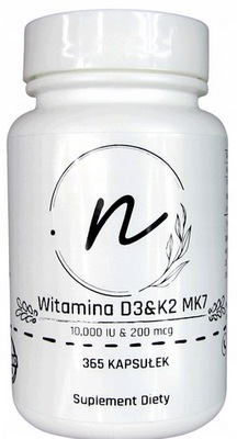 Witamina D3 10000IU+K2 MK7 200 mcg 365 kaps NA ROK