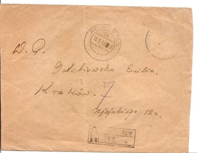 CENZURA WOJSKOWA -koperta -stempel cenzury 10 VI 1945 roku REMBERTÓW -obieg