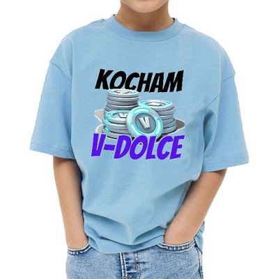 Koszulka Dziecięca Błękitna KOCHAM V-DOLCE Wz 122
