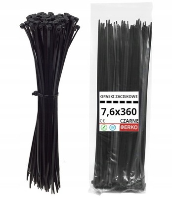 OPASKI DE CABLES ZACISKOWE NEGRAS TRYTKI TRYTYTKI 7,6X360 ERKO 100 PIEZAS  