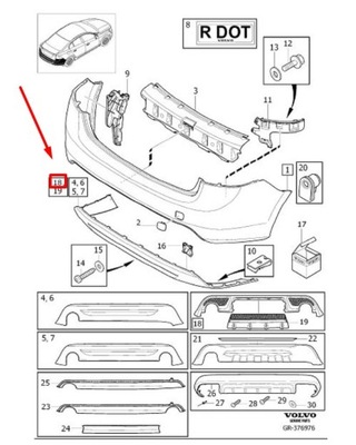 ЗАДНЯЯ ЗАЩИТА БАМПЕРА VOLVO S60 MK2 31383087