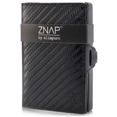 Slimpuro ZNAP portfel RFID na 8 kart skóra licowa czarny uniseks elegancki