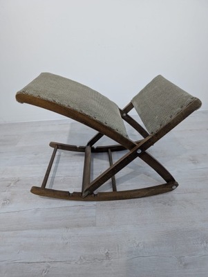 Puf, podnóżek bujany z czasów PRL-u zielony, oliwkowy