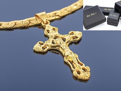 Złoty krzyż + solidny łańcuch * KUPUJESZ JAKOŚĆ