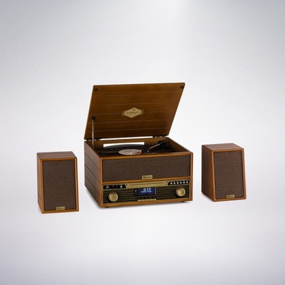 Auna Wieża stereo retro gramofon CD BT USB kasety