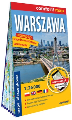 Warszawa; kieszonkowy laminowany plan miasta 1:26 000