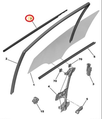 УПЛОТНИТЕЛЬ СТЕКЛА ДВЕРЬ 9675436680 CITROEN C-ELYSSE