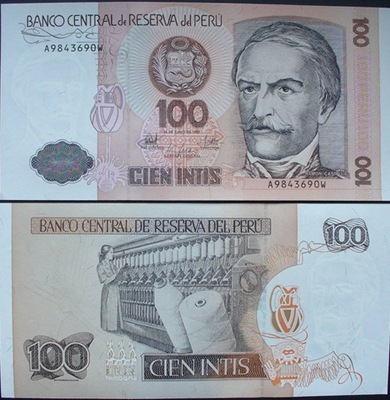 Banknot 100 intis 1987 ( Peru )