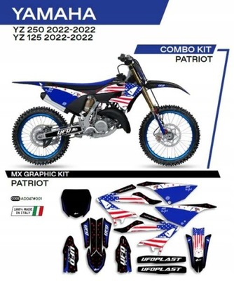 КОМПЛЕКТ NAKLEJEK (OKLEIN) YAMAHA YZ 125/250 '22 PATRIOT КОЛІР ЧОРНИЙ -