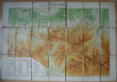 TATRY POLSKIE -MAPA ŚRODKOWEJ CZĘŚCI TATR -wydanie siódme - 1932 rok