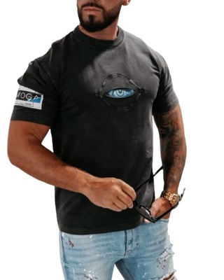 T-shirt męski OLAVOGA EYECATCH ciemny szary - XL