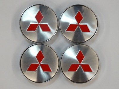 4 PIEZAS TAPACUBOS EMBLEMATY PARA DISCOS MITSUBISHI 60 MM PLATEADO  