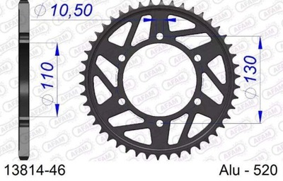 13814-46 520 AFAM ENGRANAJE PARTE TRASERA ALUMINIO  