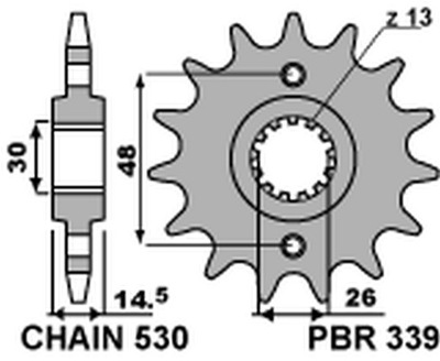 PBR ENGRANAJE PARTE DELANTERA 339 16 HONDA VFR 800 '02-'14  